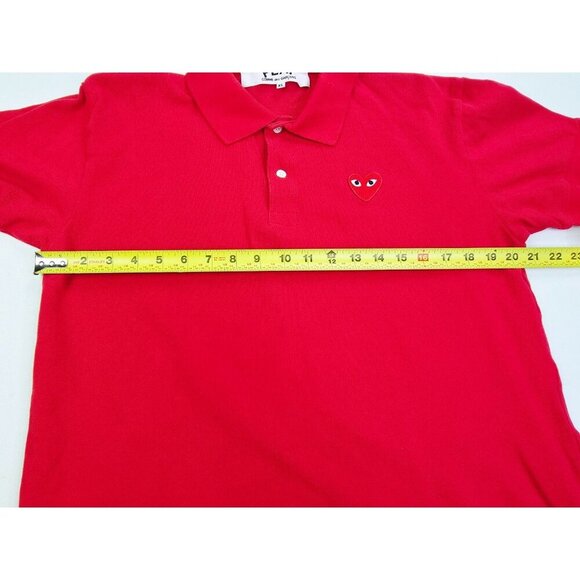 Play Comme Des Garcons Japanese XL (US Medium) Mens Red Embroidered Logo Polo - Picture 3 of 10